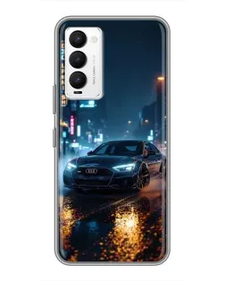 Чехол для TECNO Camon 18 / Camon 18P с картинкой «Ночной город и Audi»