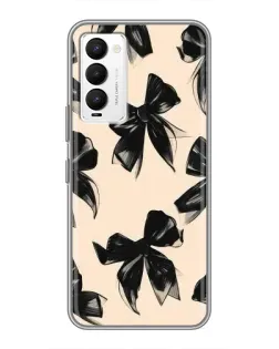 Чехол для TECNO Camon 18 / Camon 18P с картинкой «Паттерн черные банты»