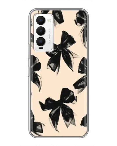 Чехол для TECNO Camon 18 / Camon 18P с картинкой «Паттерн черные банты»