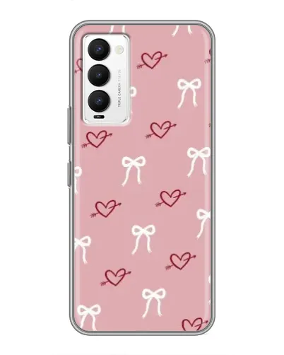 Чехол для TECNO Camon 18 / Camon 18P с картинкой «Сердца и банты»
