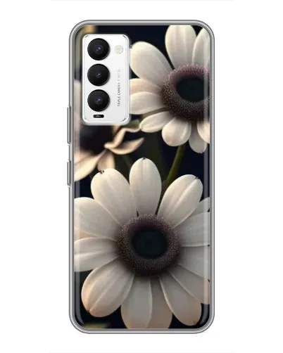 Чехол для TECNO Camon 18 / Camon 18P с картинкой «Белые маргаритки макро»