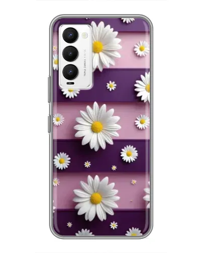 Чехол для TECNO Camon 18 / Camon 18P с картинкой «Ромашки на фиолетовом»