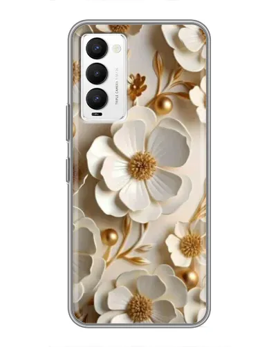 Чехол для TECNO Camon 18 / Camon 18P с картинкой «Белие бумажние  цвети»
