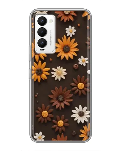 Чехол для TECNO Camon 18 / Camon 18P с картинкой «Узор из маленьких подсолнухов»