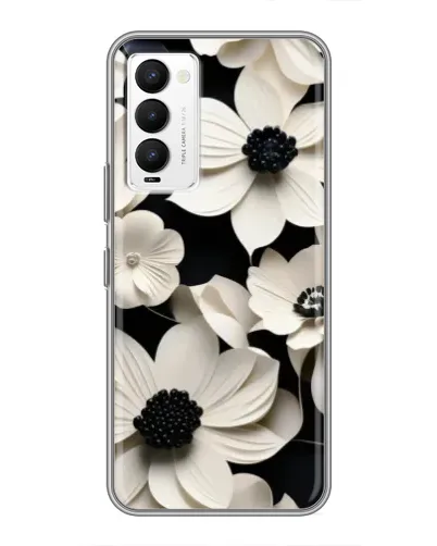 Чехол для TECNO Camon 18 / Camon 18P с картинкой «Объемные белые цветы»