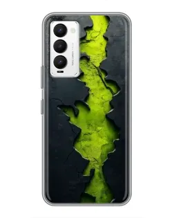 Чехол для TECNO Camon 18 / Camon 18P с картинкой «Салатовый разлом скалы»