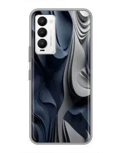 Чехол для TECNO Camon 18 / Camon 18P с картинкой «Объемные синие складки»