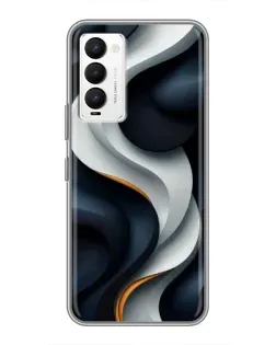 Чехол для TECNO Camon 18 / Camon 18P с картинкой «Объемные черно-белые ленты»
