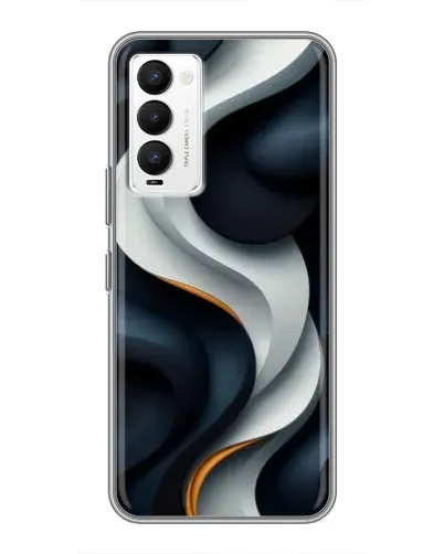 Чохол для TECNO Camon 18 / Camon 18P з картинкою «Об'ємні чорно-білі стрічки»