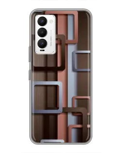 Чехол для TECNO Camon 18 / Camon 18P с картинкой «Коричневые объемные квадраты»