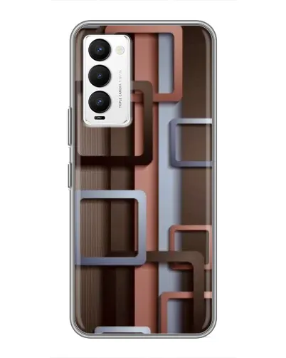 Чохол для TECNO Camon 18 / Camon 18P з картинкою «Коричневі об'ємні квадрати»
