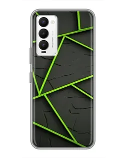 Чохол для TECNO Camon 18 / Camon 18P з картинкою «Зелені геометричні лінії»
