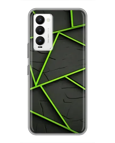 Чохол для TECNO Camon 18 / Camon 18P з картинкою «Зелені геометричні лінії»