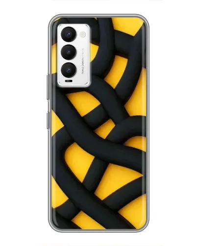 Чохол для TECNO Camon 18 / Camon 18P з картинкою «Чорне жовте переплетення»
