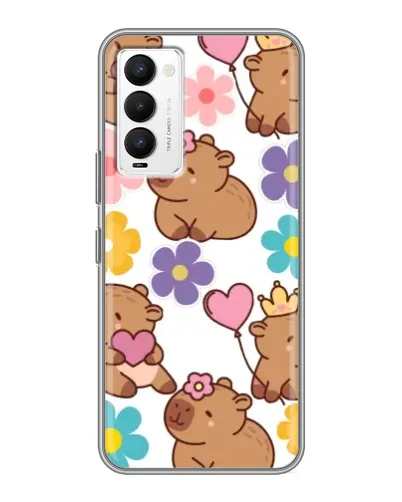 Чохол для TECNO Camon 18 / Camon 18P з картинкою «Квітковий паттерн капібар»