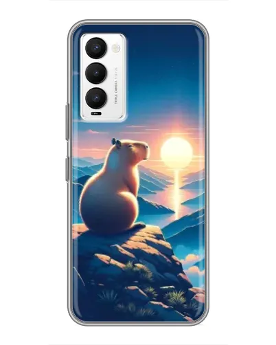 Чохол для TECNO Camon 18 / Camon 18P з картинкою «Захід сонця з капібарою»