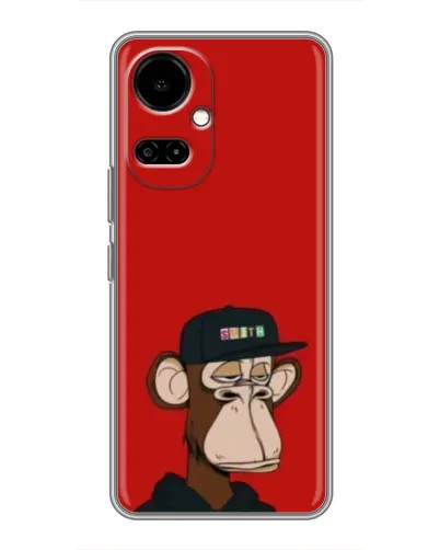 Чехол для TECNO Camon 19 (CI6n) / 19 Pro (CI8n) с картинкой «Bored Ape — красный фон»