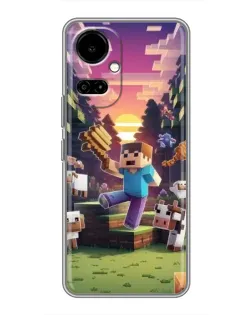 Чехол для TECNO Camon 19 (CI6n) / 19 Pro (CI8n) с картинкой «Стив на ферме»