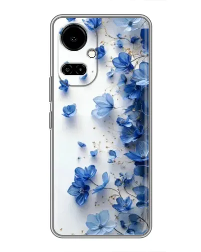 Чехол для TECNO Camon 19 (CI6n) / 19 Pro (CI8n) с картинкой «Голубой цветочный каскад»