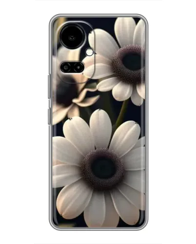 Чехол для TECNO Camon 19 (CI6n) / 19 Pro (CI8n) с картинкой «Белые маргаритки макро»