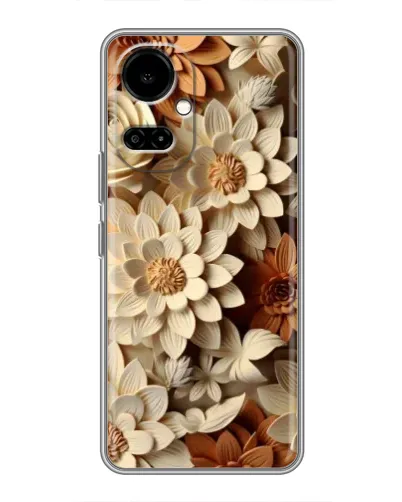 Чехол для TECNO Camon 19 (CI6n) / 19 Pro (CI8n) с картинкой «Бежевый флористический декор»