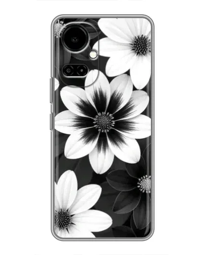 Чехол для TECNO Camon 19 (CI6n) / 19 Pro (CI8n) с картинкой «Монохромные астры»