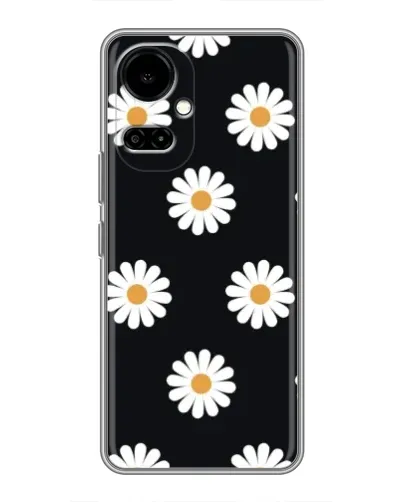 Чехол для TECNO Camon 19 (CI6n) / 19 Pro (CI8n) с картинкой «Ромашки на черном»