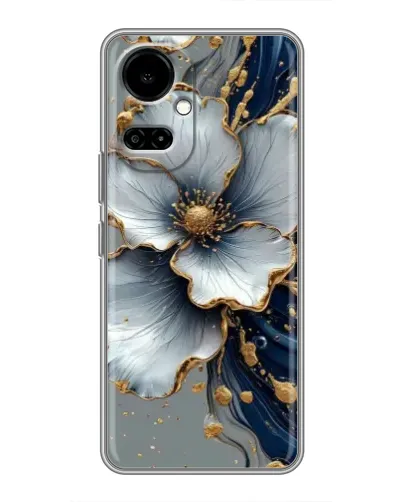 Чехол для TECNO Camon 19 (CI6n) / 19 Pro (CI8n) с картинкой «Белый цветок и золотой флюид» Чехол для TECNO Camon 19 (CI6n) / 19 Pro (CI8n) с картинкой «Белый цветок и золотой флюид»