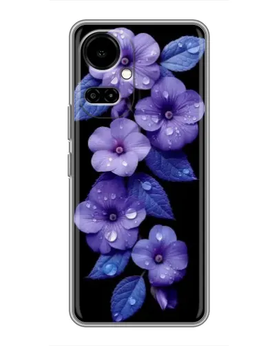 Чехол для TECNO Camon 19 (CI6n) / 19 Pro (CI8n) с картинкой «Фиолетовые цветы с росою»
