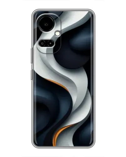 Чехол для TECNO Camon 19 (CI6n) / 19 Pro (CI8n) с картинкой «Объемные черно-белые ленты» Чехол для TECNO Camon 19 (CI6n) / 19 Pro (CI8n) с картинкой «Объемные черно-белые ленты»