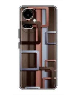 Чехол для TECNO Camon 19 (CI6n) / 19 Pro (CI8n) с картинкой «Коричневые объемные квадраты»