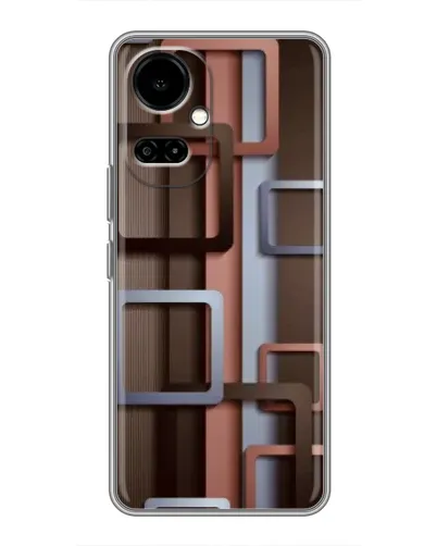 Чехол для TECNO Camon 19 (CI6n) / 19 Pro (CI8n) с картинкой «Коричневые объемные квадраты» Чехол для TECNO Camon 19 (CI6n) / 19 Pro (CI8n) с картинкой «Коричневые объемные квадраты»