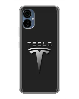 Чехол для TECNO Camon 19 Neo с картинкой «Стальной логотип Tesla»
