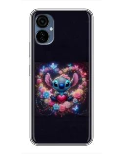 Чехол для TECNO Camon 19 Neo с картинкой «Stitch в цветах» Чехол для TECNO Camon 19 Neo с картинкой «Stitch в цветах»