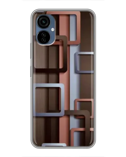 Чехол для TECNO Camon 19 Neo с картинкой «Коричневые объемные квадраты»
