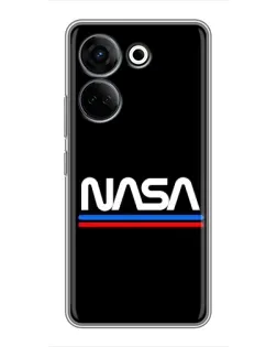 Чехол для TECNO Camon 20 Pro с картинкой «NASA — классика Red Blue» Чехол для TECNO Camon 20 Pro с картинкой «NASA — классика Red Blue»