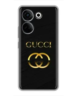 Чохол для TECNO Camon 20 Pro з картинкою «Золотий логотип Gucci»
