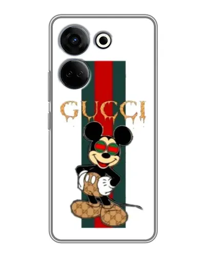 Чохол для TECNO Camon 20 Pro з картинкою «Міккі Маус Gucci — смуги»