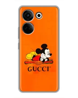 Чохол для TECNO Camon 20 Pro з картинкою «Міккі Маус Gucci — помаранч»