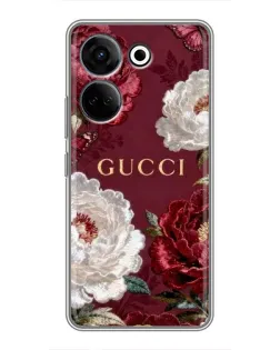 Чохол для TECNO Camon 20 Pro з картинкою «Gucci — бордові троянди»