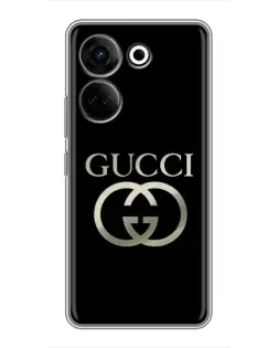 Чохол для TECNO Camon 20 Pro з картинкою «Gucci — золото на чорному»