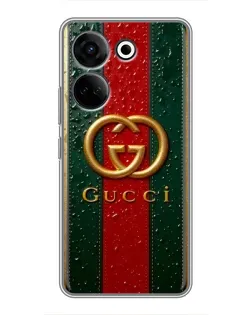 Чохол для TECNO Camon 20 Pro з картинкою «Gucci — фірмова смуга та золото»