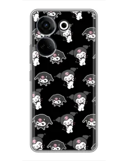 Чехол для TECNO Camon 20 Pro с картинкой «Черный паттерн Kuromi» Чехол для TECNO Camon 20 Pro с картинкой «Черный паттерн Kuromi»