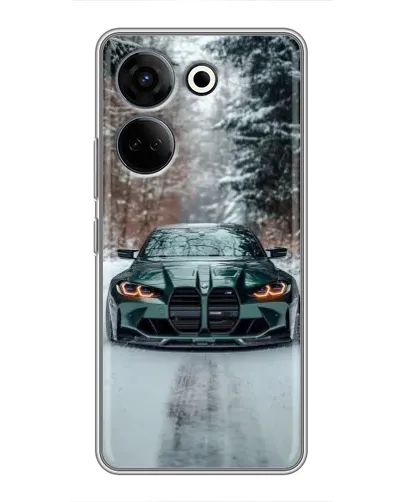 Чохол для TECNO Camon 20 Pro з картинкою «BMW у зимовому лісі»