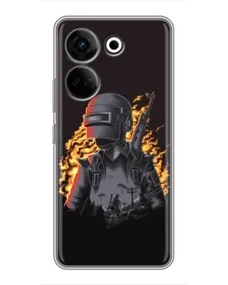 Чохол для TECNO Camon 20 Pro з картинкою «PUBG — вогняний силует»