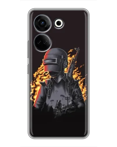 Чохол для TECNO Camon 20 Pro з картинкою «PUBG — вогняний силует»