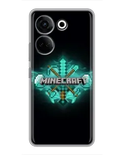 Чохол для TECNO Camon 20 Pro з картинкою «Minecraft Diamond лого» Чохол для TECNO Camon 20 Pro з картинкою «Minecraft Diamond лого»