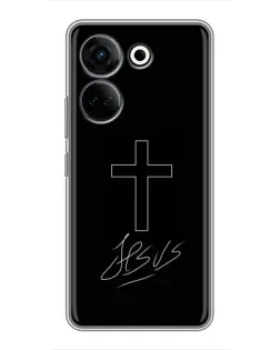 Чехол для TECNO Camon 20 Pro с картинкой «Графический крест Jesus» Чехол для TECNO Camon 20 Pro с картинкой «Графический крест Jesus»