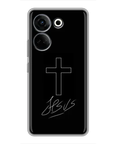 Чехол для TECNO Camon 20 Pro с картинкой «Графический крест Jesus» Чехол для TECNO Camon 20 Pro с картинкой «Графический крест Jesus»
