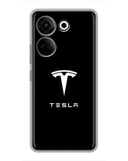 Чохол для TECNO Camon 20 Pro з картинкою «Tesla White Logo»